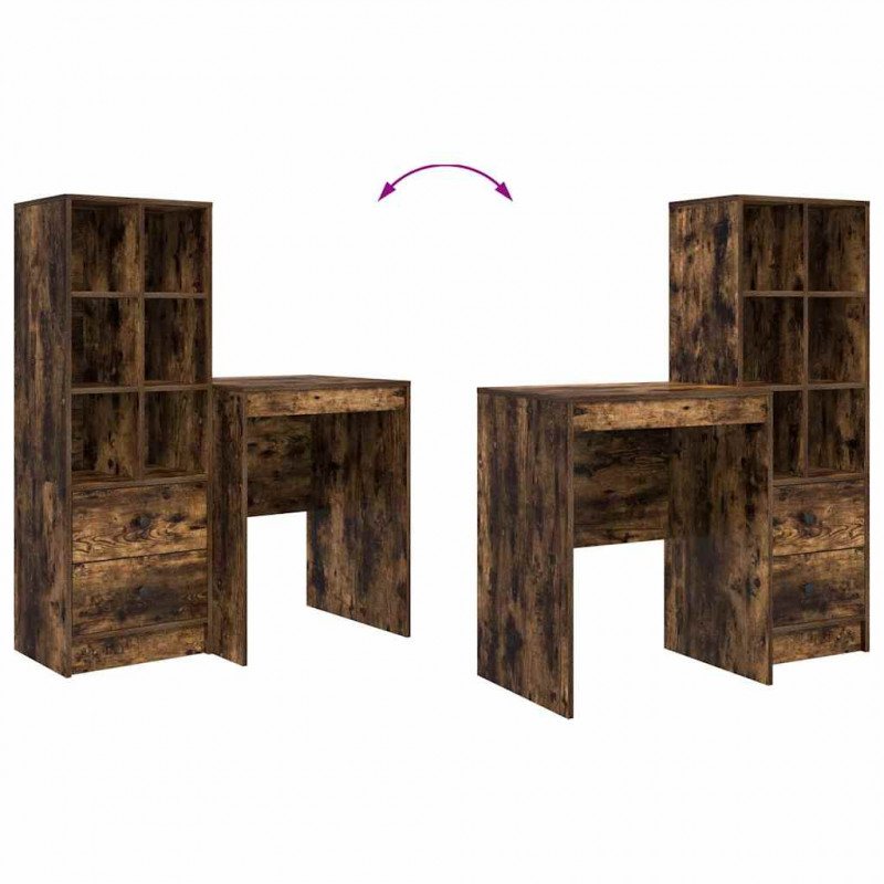 Biurko z szufladą 2 pcs Dąb wędzony