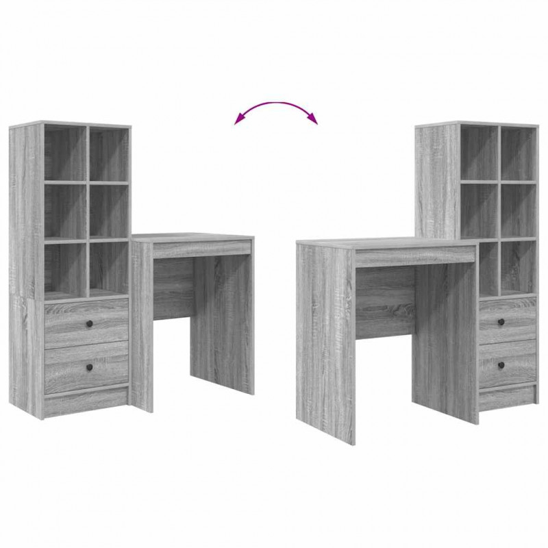 Biurko z szufladą 2 pcs Szary Sonoma
