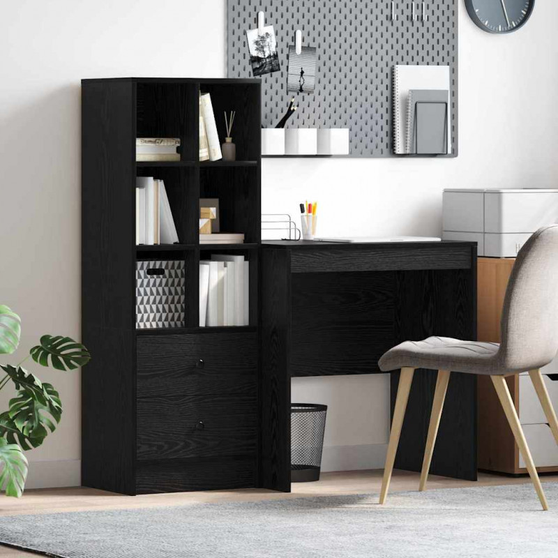 Biurko z szufladą 2 pcs Czarny Dąb