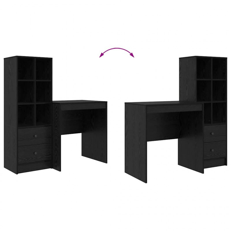 Biurko z szufladą 2 pcs Czarny Dąb