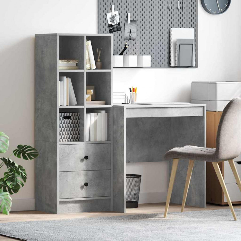 Biurko z szufladą 2 pcs Betonowy szary
