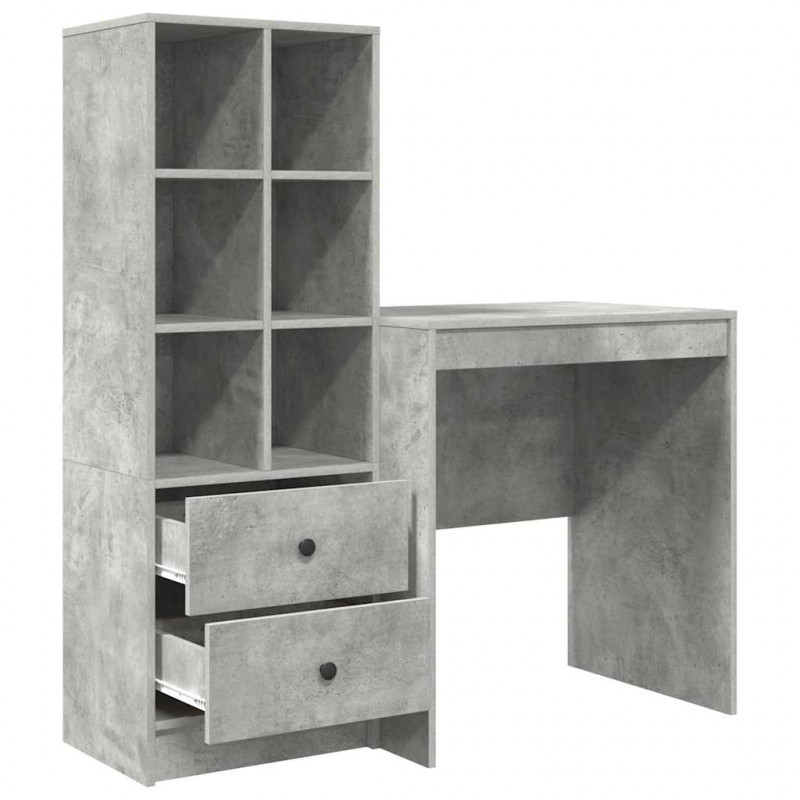 Biurko z szufladą 2 pcs Betonowy szary