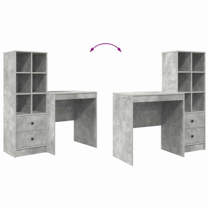 Biurko z szufladą 2 pcs Betonowy szary