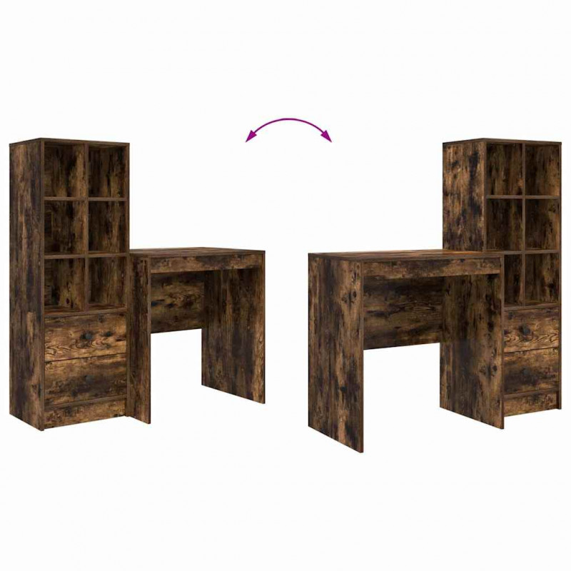 Biurko z szufladą 2 pcs Dąb wędzony