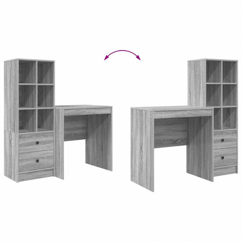 Biurko z szufladą 2 pcs Szary Sonoma