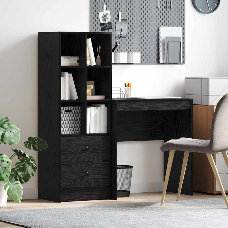 Biurko z szufladą 2 pcs Czarny Dąb