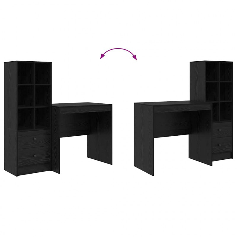 Biurko z szufladą 2 pcs Czarny Dąb