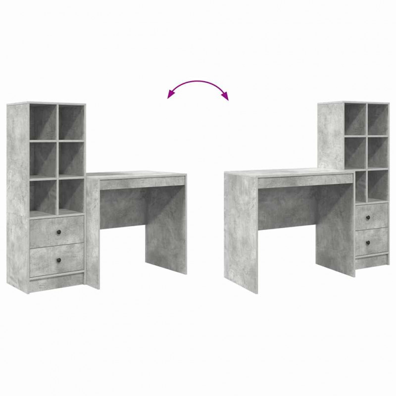 Biurko z szufladą 2 pcs Betonowy szary