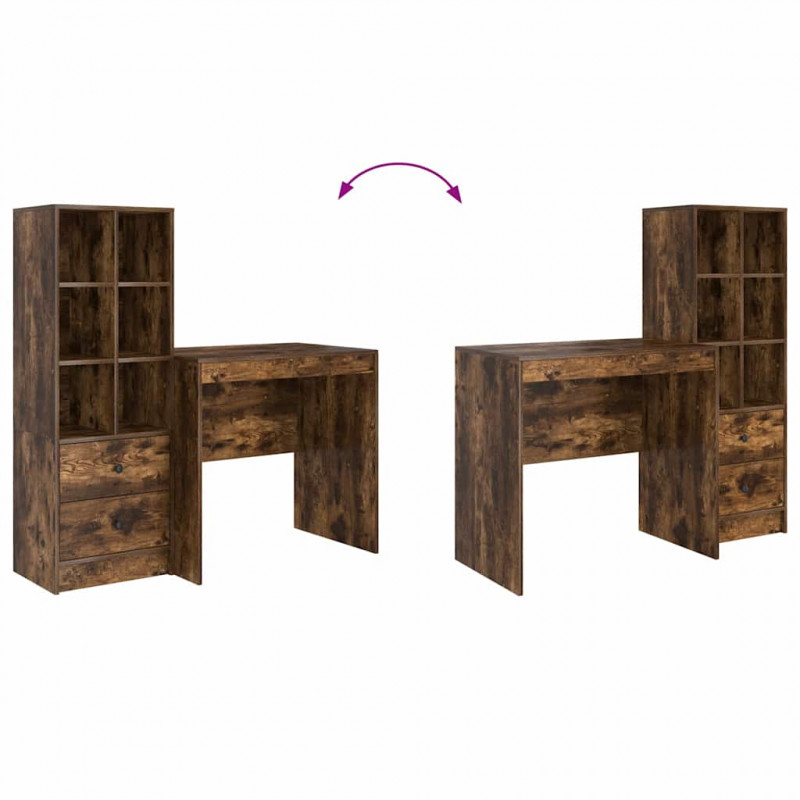 Biurko z szufladą 2 pcs Dąb wędzony