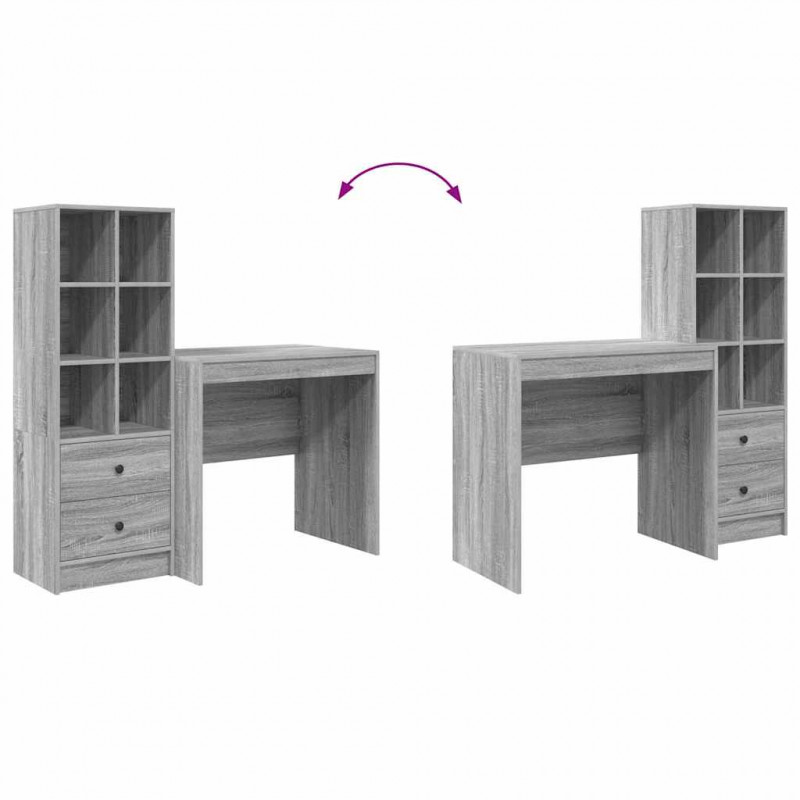 Biurko z szufladą 2 pcs Szary Sonoma