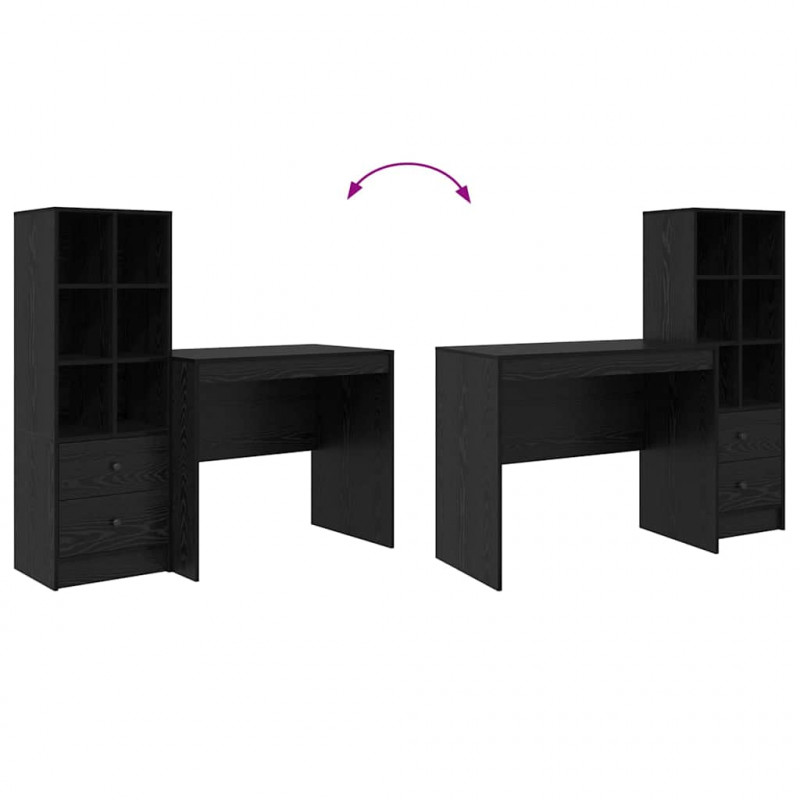 Biurko z szufladą 2 pcs Czarny Dąb