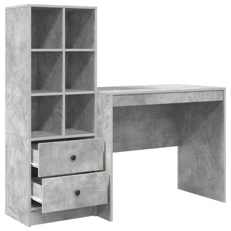 Biurko z szufladą 2 pcs Betonowy szary