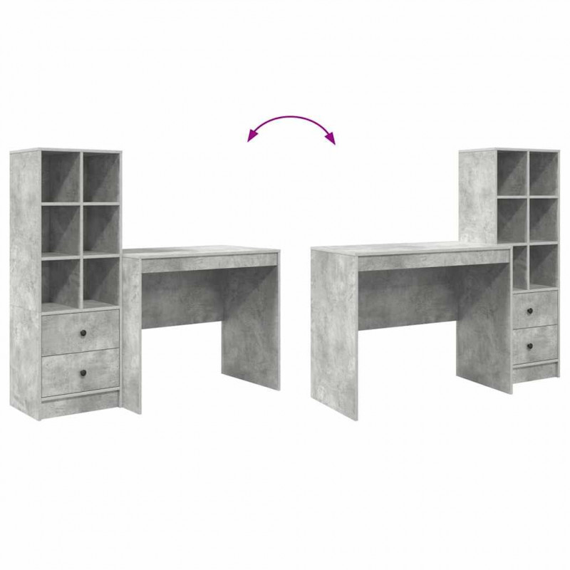 Biurko z szufladą 2 pcs Betonowy szary