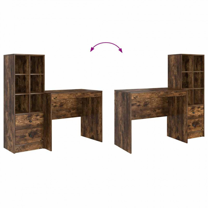Biurko z szufladą 2 pcs Dąb wędzony