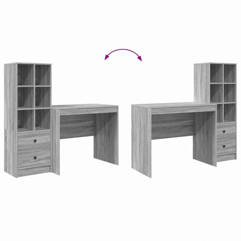 Biurko z szufladą 2 pcs Szary Sonoma