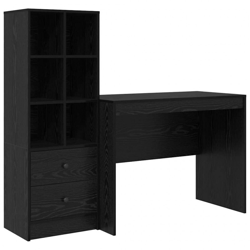Biurko z szufladą 2 pcs Czarny Dąb