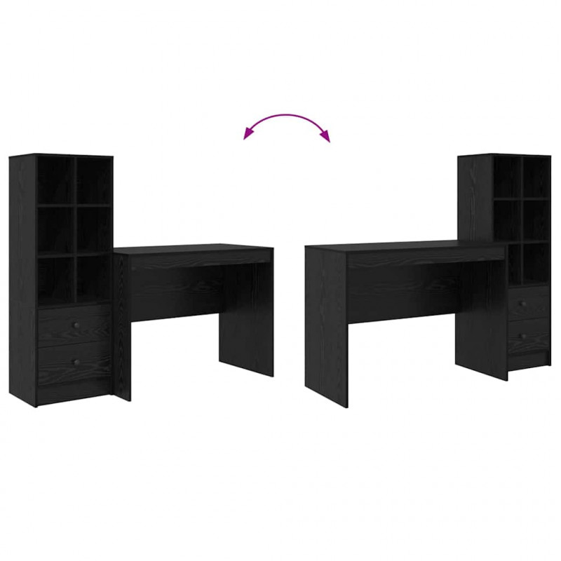 Biurko z szufladą 2 pcs Czarny Dąb