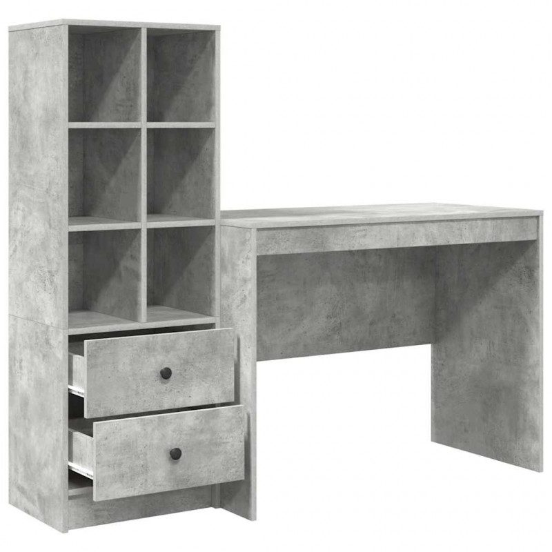 Biurko z szufladą 2 pcs Betonowy szary