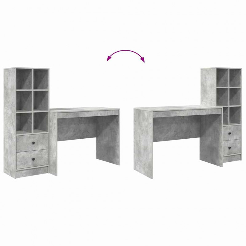 Biurko z szufladą 2 pcs Betonowy szary