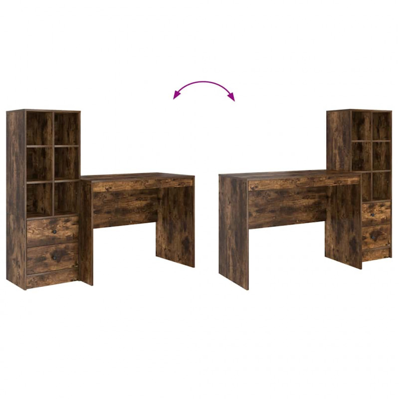 Biurko z szufladą 2 pcs Dąb wędzony