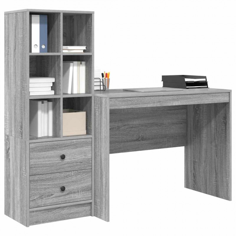 Biurko z szufladą 2 pcs Szary Sonoma