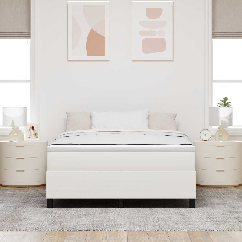 Rama łóżka platformy Kremowy 140 x 200 cm Tkanina sztruksowa