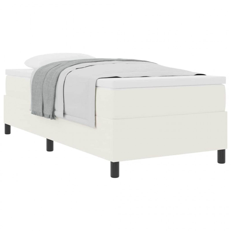 Łóżko sprężynowe Kremowy i Biały 90 x 190 cm Tkanina sztruksowa