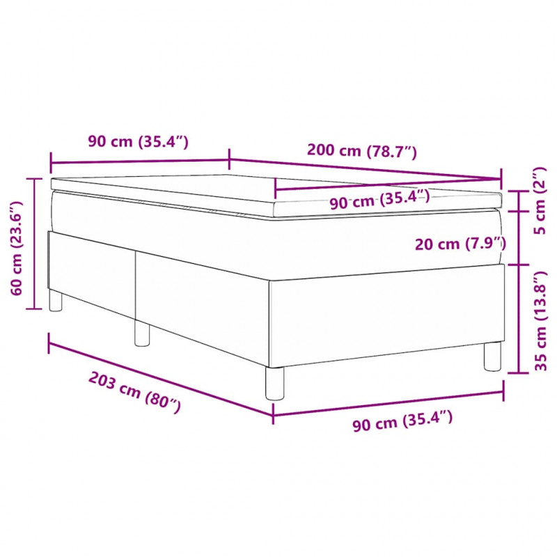 Łóżko sprężynowe Kremowy i Biały 90 x 200 cm Tkanina sztruksowa