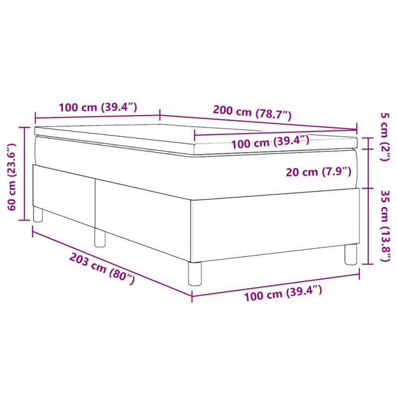 Łóżko sprężynowe Niebieski i biały 100 x 200 cm