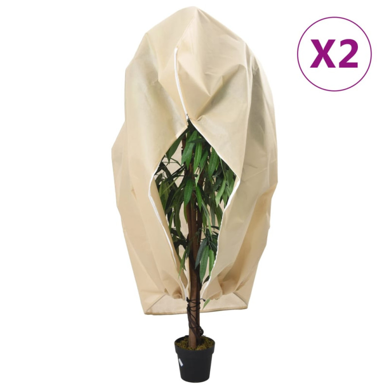 Kaptury ochronne na rośliny, suwak, 2 szt., 70 g/m² 1,55x1,55 m