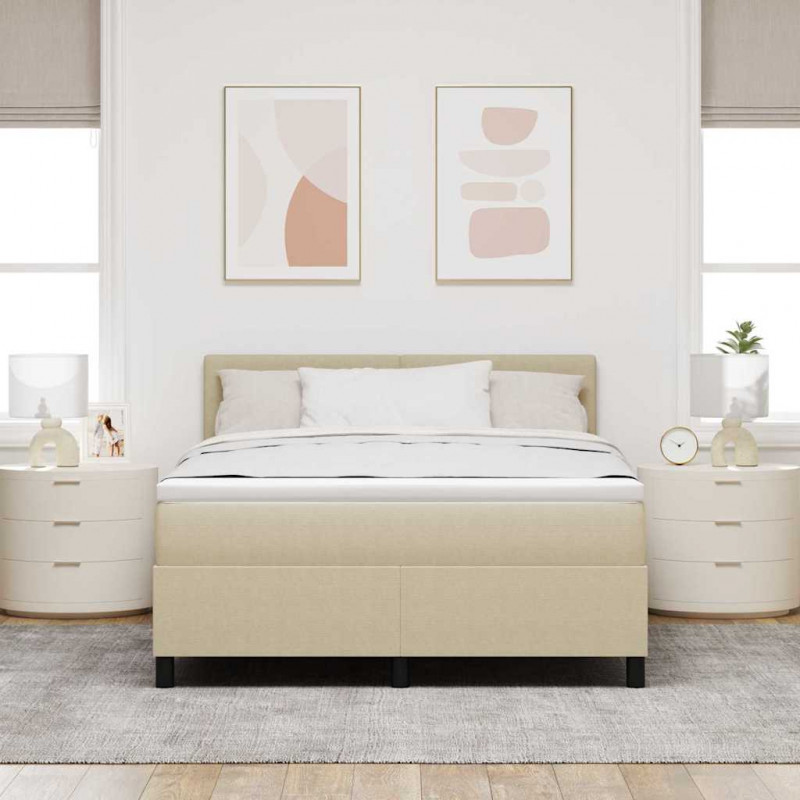 Łóżko sprężynowe Z zagłówkiem Jasnoszary i biały. 140 x 200 cm