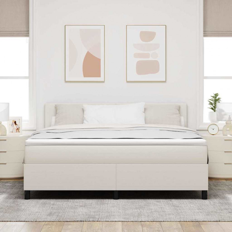 Łóżko sprężynowe Z zagłówkiem Kremowy i Biały 180 x 200 cm