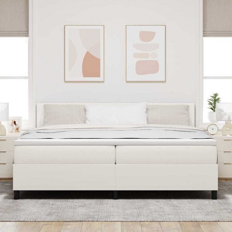 Łóżko sprężynowe Z zagłówkiem Kremowy i Biały 200 x 200 cm