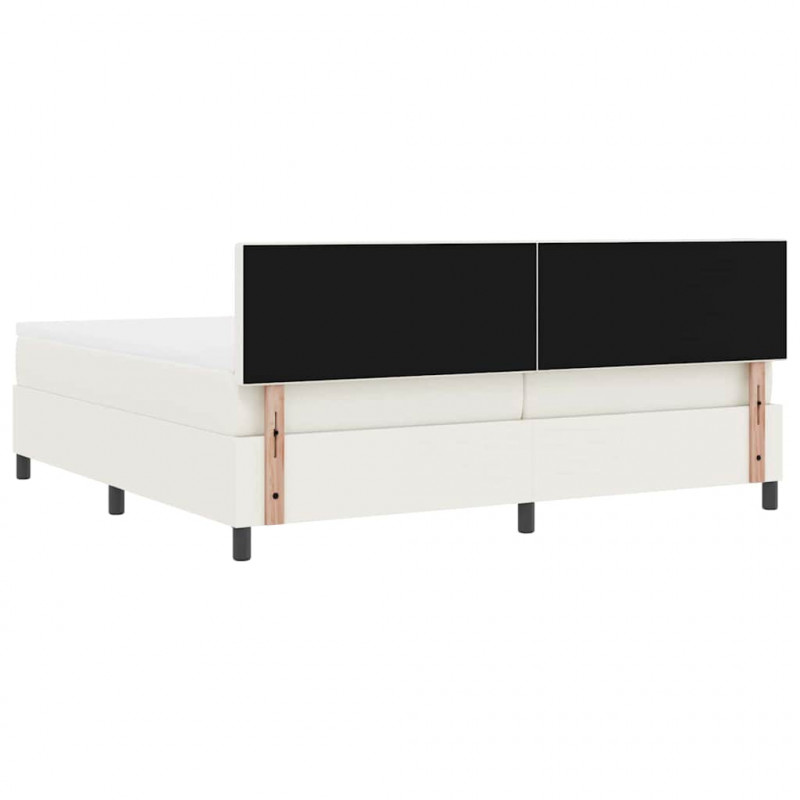 Łóżko sprężynowe Z zagłówkiem Kremowy i Biały 200 x 200 cm