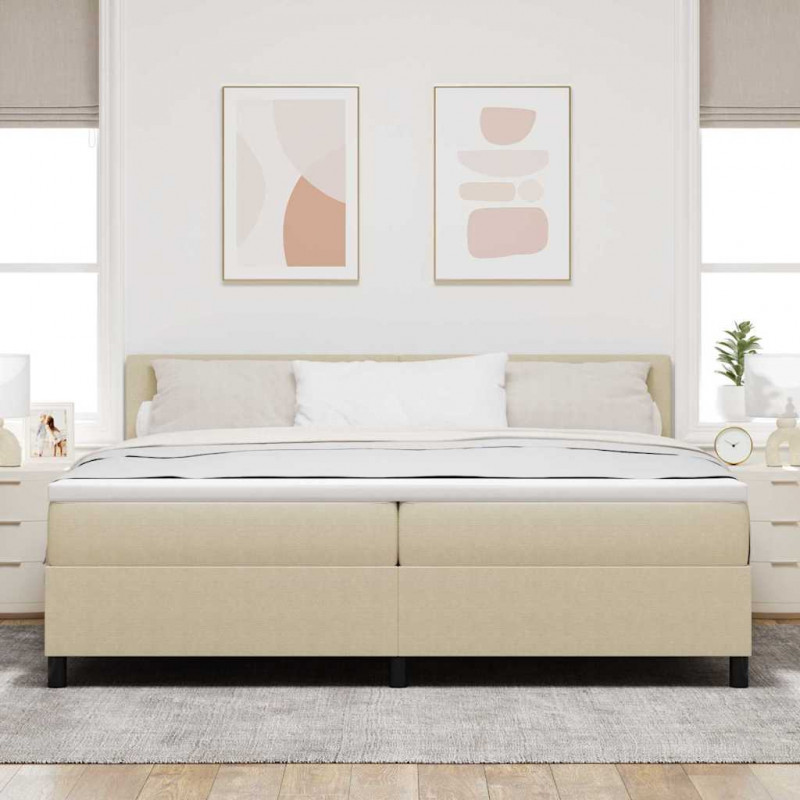 Łóżko sprężynowe Z zagłówkiem Jasnoszary i biały. 200 x 200 cm