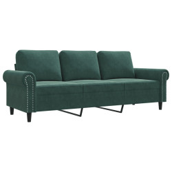 Sofa 3-osobowa, ciemnozielony, 180 cm, obita aksamitem