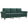 Sofa 3-osobowa, ciemnozielony, 180 cm, obita aksamitem