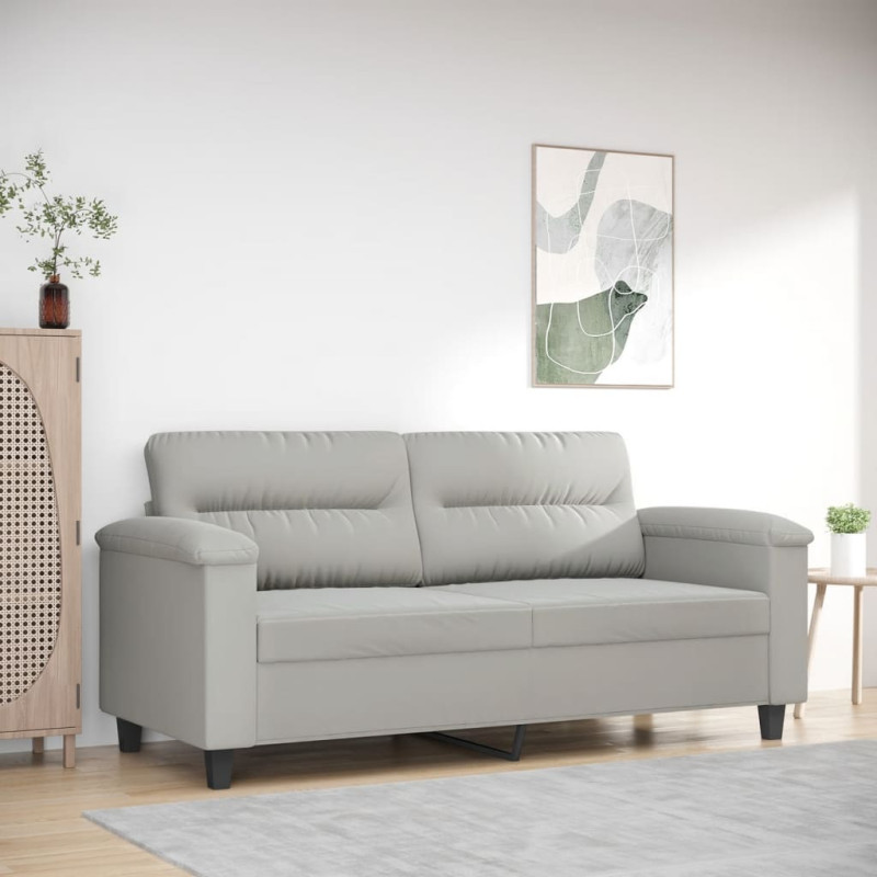 Sofa 2-osobowa, jasnoszary, 140 cm, tapicerowana mikrofibrą