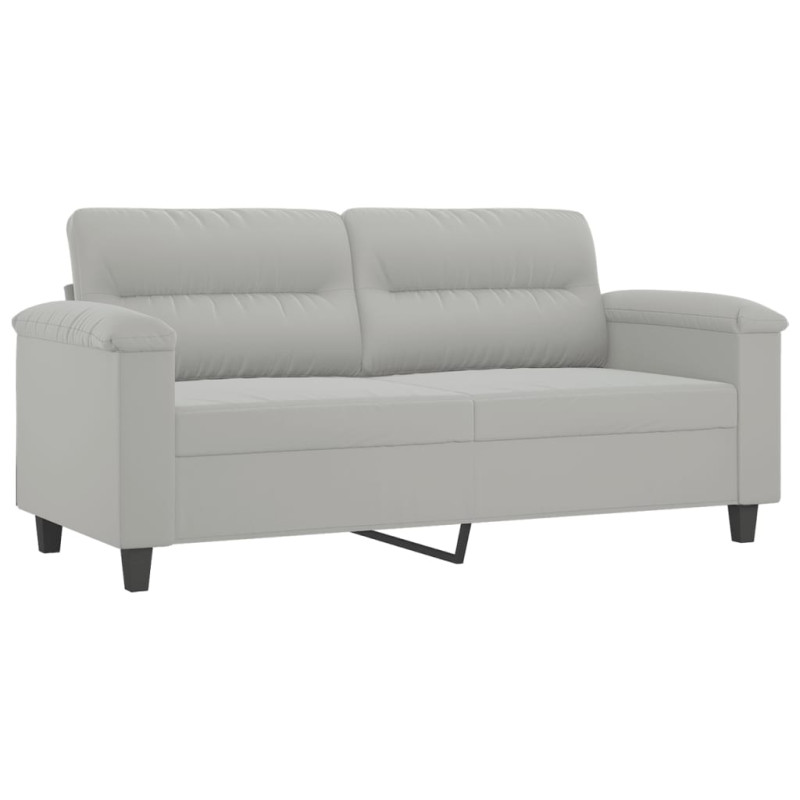 Sofa 2-osobowa, jasnoszary, 140 cm, tapicerowana mikrofibrą
