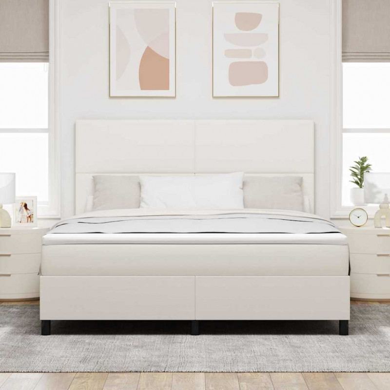 Łóżko sprężynowe Z zagłówkiem Kremowy i Biały 180 x 200 cm
