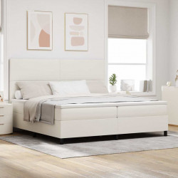 Łóżko sprężynowe Z zagłówkiem Kremowy i Biały 200 x 200 cm