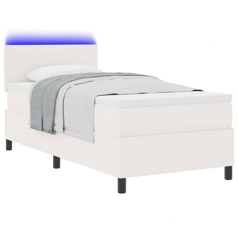 Łóżko z sprężyną LED Z zagłówkiem Kremowy i Biały 90 x 200 cm