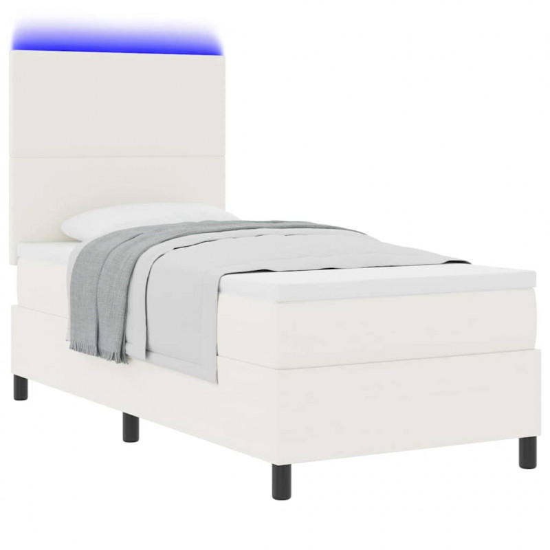 Łóżko z sprężyną LED Z zagłówkiem Kremowy i Biały 80 x 200 cm