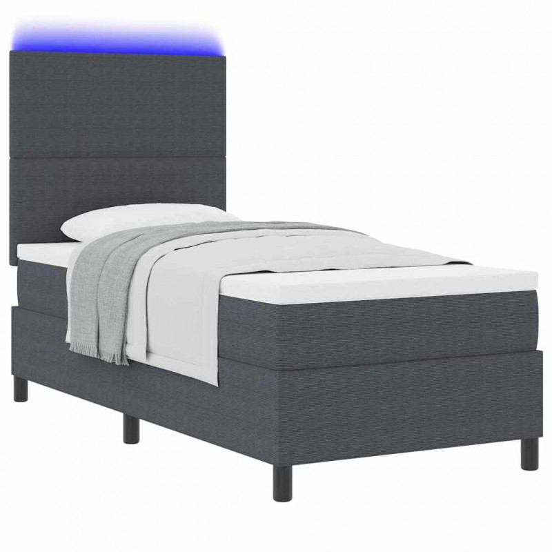 Łóżko z sprężyną LED Ciemnoszary i biały 90 x 190 cm
