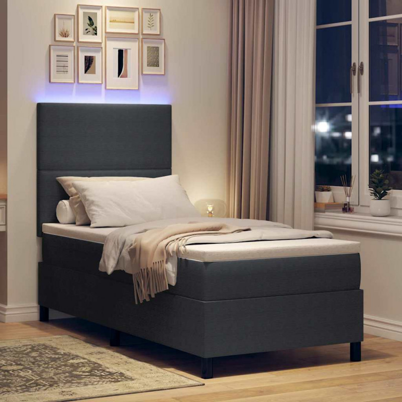 Łóżko z sprężyną LED Ciemnoszary i biały 90 x 190 cm