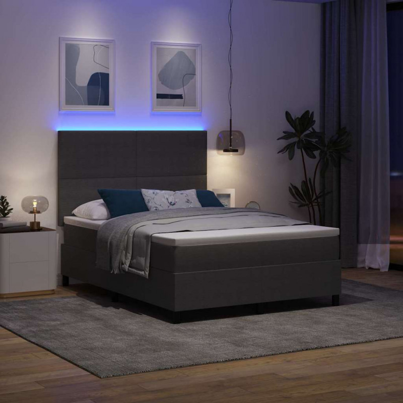 Łóżko z sprężyną LED Jasnoszary i biały. 160 x 200 cm