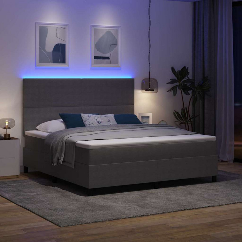 Łóżko z sprężyną LED Jasnoszary i biały. 180 x 200 cm