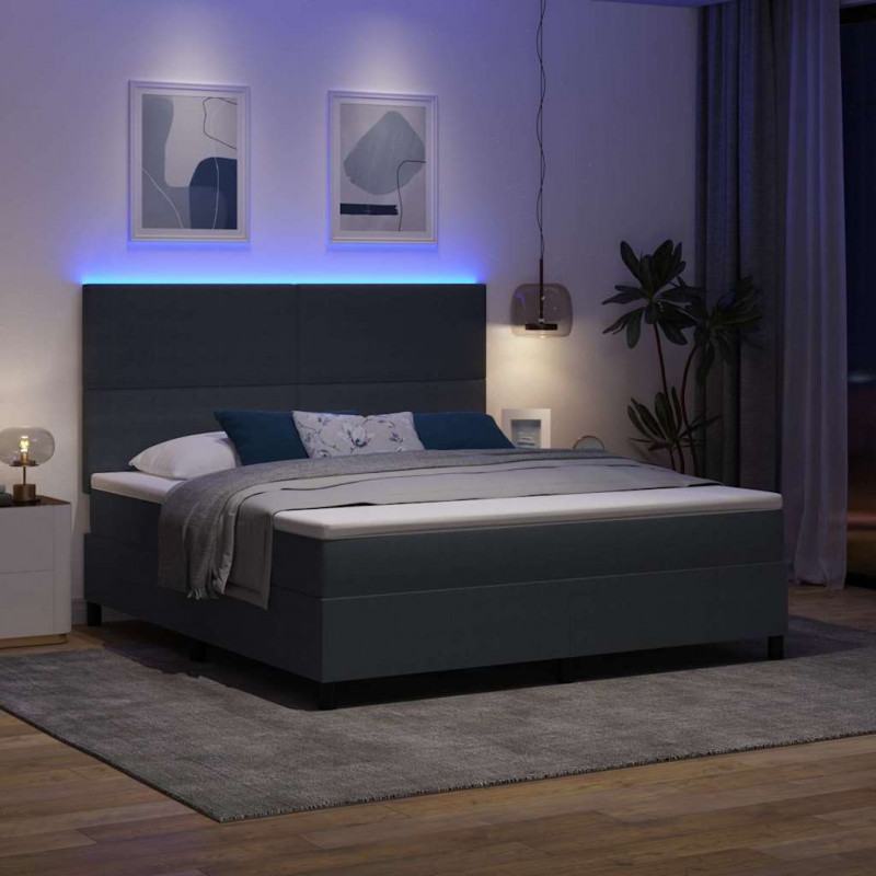 Łóżko z sprężyną LED Ciemnoszary i biały 180 x 200 cm