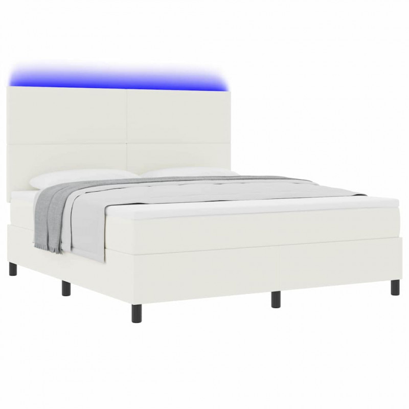 Łóżko z sprężyną LED Z zagłówkiem Kremowy i Biały 180 x 200 cm