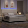Łóżko z sprężyną LED Z zagłówkiem Kremowy i Biały 200 x 200 cm